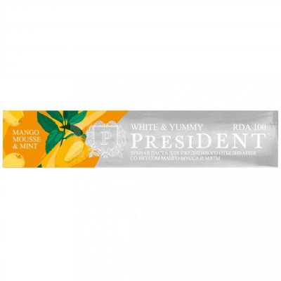 Купить президент (president) зубная паста white&yummy манго-мусс с мятой 75мл в Бору