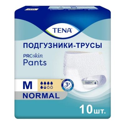Купить tena (тена) подгузники-трусы, proskin pants normal размер м, 10 шт в Бору