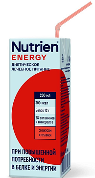 Нутриэн Энергия стерилизованный для диетического лечебного питания со вкусом Клубники, 200мл