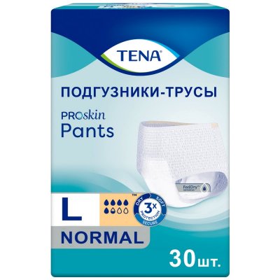 Купить tena proskin pants normal (тена) подгузники-трусы размер l, 30 шт в Бору