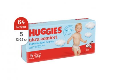 Купить huggies (хаггис) подгузники ультра комфорт для мальчиков 12-22кг 64шт в Бору