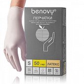 Купить перчатки benovy смотр. латекс н/стер опудр. s №50 пар в Бору