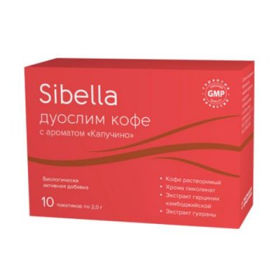 Купить sibella (сибелла) дуослим кофе с ароматом капучино, пакет-саше 2г, 10 шт бад в Бору