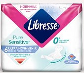 Купить libresse (либресс) прокладки ultra pure sensitive ночные+ 6 шт в Бору