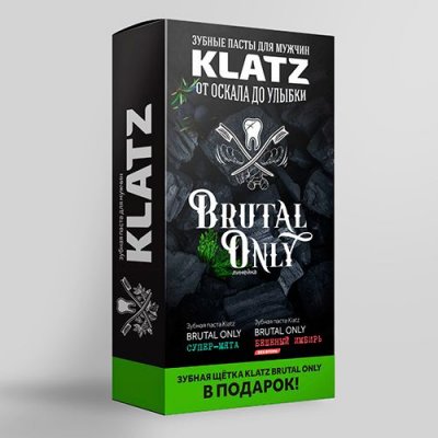 Купить klatz (клатц) набор для мужчин зубная паста мята 75мл+зубная паста имбирь 75мл+зубная щетка жесткая в Бору
