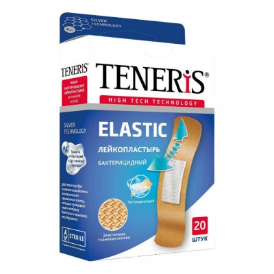 Купить пластырь teneris elastic (тенерис) бактерицидный ионы ag тканевая основа, 20 шт в Бору