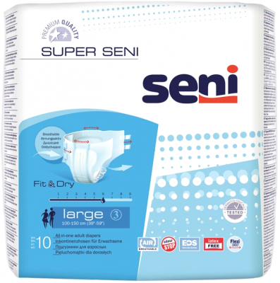 Купить seni (сени) подгузники супер ладж 10шт, размер 3 (100-150см) в Бору