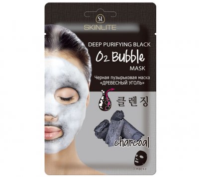 Купить skinlite (скинлайт) маска для лица черная пузырьковая древесный уголь, 20г в Бору