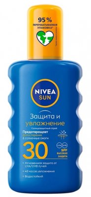 Купить nivea (нивея) sun спрей солнцезащитный защита и увлажнение, 200мл spf30 в Бору