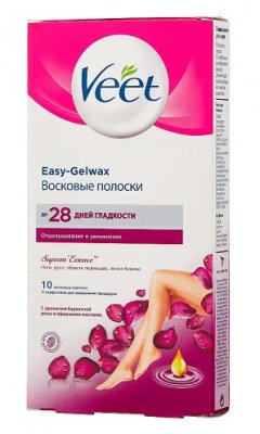 Купить veet easy-gelwax (вит) полоски восковые для тела с ароматом бархатной розы и эфирными маслами, 10 шт в Бору