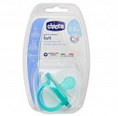 Купить chicco (чикко) пустышка силиконовая physio soft, голубая 0-6 месяцев в Бору