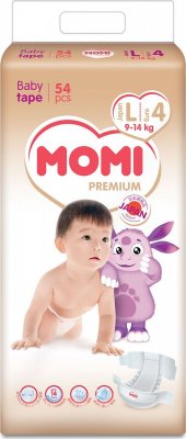 Купить momi premium (моми) подгузники детские, размер l 9-14кг, 54 шт в Бору