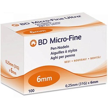 Иглы BD Micro-Fine Plus для шприц-ручки одноразовые 31G (0,25х6мм), 100 шт