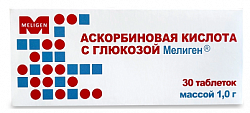 Купить аскорбиновая к-та с глюкозой мелиген, таблетки массой 1г 30шт бад в Бору