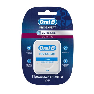 Купить oral-b (орал-би) зубная нить clinic line proexpert мятная, 25м в Бору