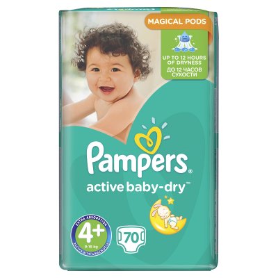 Купить pampers active baby (памперс) подгузники 4+ макси+ 10-15кг, 70шт в Бору