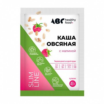 Каша овсяная быстрого приготовления витаминизированная малина ABC Healthy Food, 40г