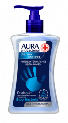 Купить aura (аура) дерма протект крем-мыло антибактериальное протект+ 250мл в Бору
