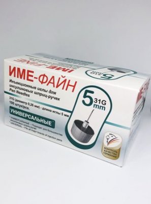 Купить иглы ime-fine для инъекций универсальные для инсулиновых шприц-ручек 31g (0,26мм х 5мм) 100 шт в Бору
