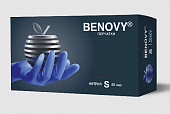 Купить перчатки benovy нитриловые нестерильные неопудренные текстурированные на пальцах размер s 50 пар, сиренево-голубые в Бору