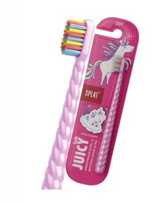 Купить сплат (splat) детская мягкая зубная щетка «магия единорога» розовая, с ионами серебра, 1 шт со значком в Бору
