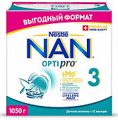 Купить nan 3 optipro (нан) смесь сухая для детей с 12 месяцев, 1050г в Бору