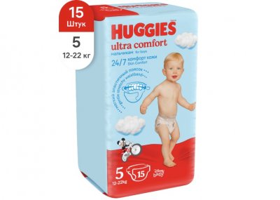 Купить huggies (хаггис) подгузники ультра комфорт для мальчиков 12-22кг 15шт в Бору