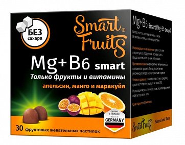 Smart Fruits (Смарт Фрутс) Mg+B6 Смарт, пастилки жевательные 30шт БАД Smart Fruits (Смарт Фрутс) Mg+B6 Смарт, пастилки жевательные 30шт БАД