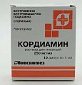 Купить кордиамин, раствор для инъекций 250мг/мл, ампулы 1мл, 10 шт в Бору
