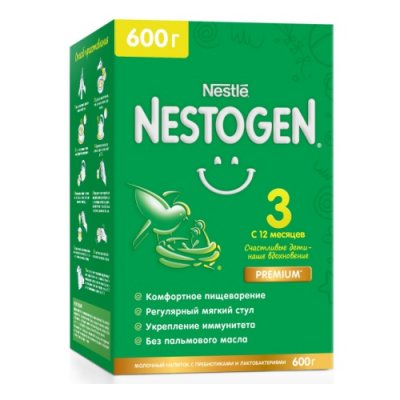 Купить nestle nestogen premium 3 (нестожен) сухая молочная смесь с 12 месяцев, 600г в Бору