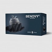 Купить перчатки benovy смотровые нитриловые нестерильные неопудрен текстурир на пальцах размер s 50 пар, черные в Бору