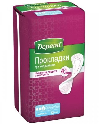 Купить depend (депенд) прокладки при недержании для женщин нормал, 12 шт в Бору