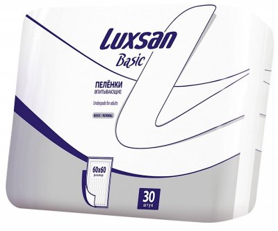Купить luxsan (люксан) пеленки впитывающие бейсик нормал 60х60см, 30 шт в Бору