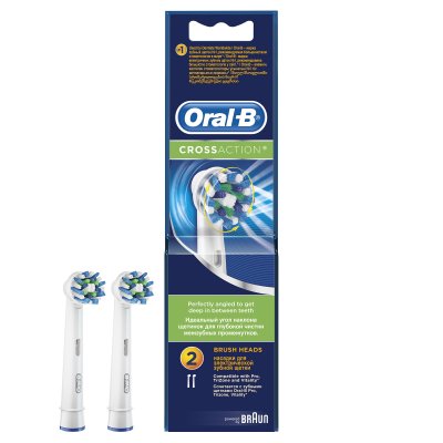 Купить oral-b (орал-би) насадка для электрической зубной щетки crossaction eb50-2, 2 шт в Бору