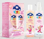 Купить aqa baby (аква беби) kids набор: шампунь и гель для душа для девочек с протеинами пшеницы 200 мл+спрей для легкого расчесывания 200 мл в Бору