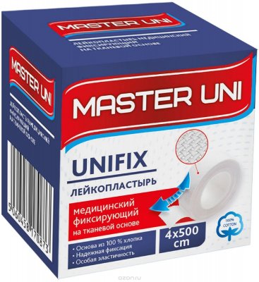 Купить пластырь master uni (мастер-юни) медицинский фиксирующий тканевая основа 4см х 5м в Бору
