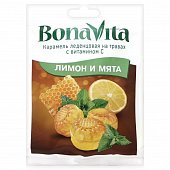 Купить bonavita (бона вита) карамель леденцовая на травах лимон и мята с витамином с, пакет 60г бад в Бору