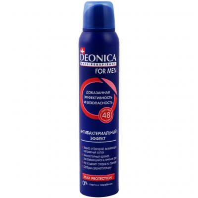 Купить deonica (деоника) дезодорант антиперспирант для мужчин антибактериальный эффект спрей, 200мл в Бору