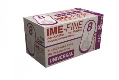 Купить иглы ime-fine для инъекций универсальные для инсулиновых шприц-ручек 31g (0,26мм х 8мм) 100 шт в Бору