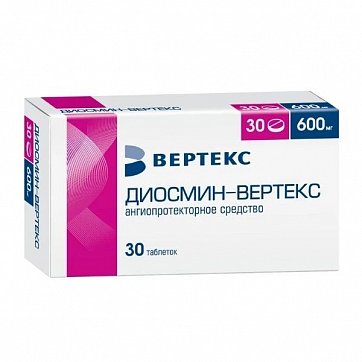Диосмин-Вертекс, таблетки, покрытые пленочной оболочкой 600мг, 30 шт