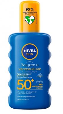 Купить nivea (нивея) sun спрей солнцезащитный защита и увлажнение, 200мл spf50 в Бору