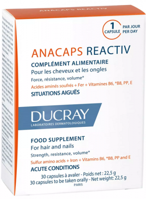 Купить дюкрэ анакапс (ducray аnacaps) реактив для волос, кожи головы и ногтей, капсулы 30 шт бад в Бору