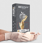 Купить перчатки benovy латексные нестерильные неопудренные текстурир на пальцах хлорированные размер l 50 пар в Бору