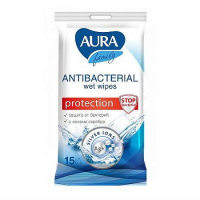 Купить aura (аура) салфетки влажные антибактериальные 15шт в Бору