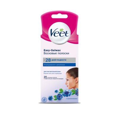 Купить veet easy-gelwax (вит) полоски восковые для лица для чувствительной кожи, 20 шт в Бору