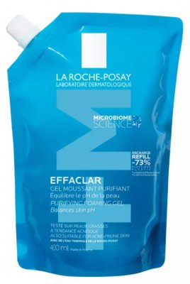Купить la roche-posay effaclar (ля рош позе) гель для умывания очищающий пенящийся для чувствительной жирной кожи лица и тела, сменный блок (рефилл), 400 мл в Бору