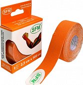 Купить лента (тейп) кинезиологическая sfm-plaster на хлопковой основе  2,5см х 5м оранжевый в Бору