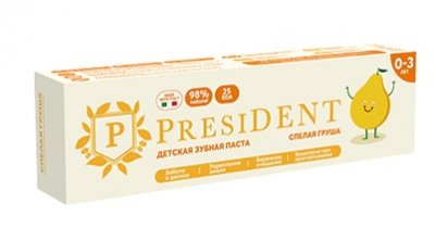 Купить президент (president) зубная паста для детей 0-3лет спелая груша, 32г 25rda в Бору