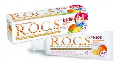 Купить рокс (r.o.c.s) зубная паста для детей лимон/апельсин/ваниль, 45мл (еврокосмед ооо, россия) в Бору
