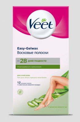 Купить veet easy-gelwax (вит) восковые полоски для сухой кожи с алоэ вера, 12 шт в Бору